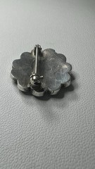 Vintage Zuni Native 925 Silver Sunface Brooch Inlay Design Natural Stones