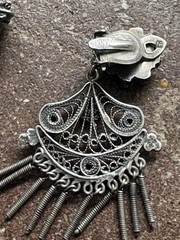 Antique Southwest Silver Earrings Clip On Red Coral