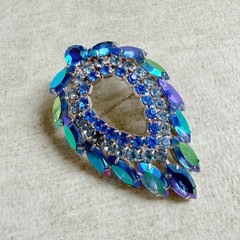 Vintage Blue Purple AB Juliana D&E Book Piece for Sarah Coventry Brooch