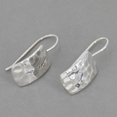 Vintage Silpada Curved Hammered Sterling Silver French Wire Drop Earrings W0991
