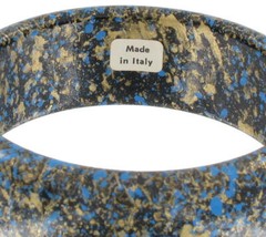 Vintage Italy Round Splatter Paint Blue Gold Bangle Bracelet Womens Standard Sz