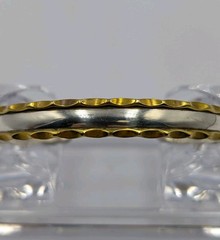 Vtg Sterling Silver & Brass Plated Scalloped Edge 2-Tone Cuff 925 Bracelet – 7″