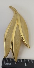 Rare Vintage Napier Triple Leaf Enamel Gold Toned Brooch