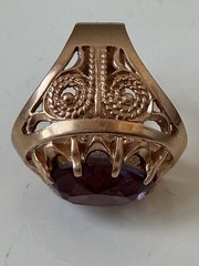 Vintage USSR 14K 583 Gold Alexandrite Ring Soviet Russian Jewelry