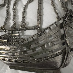 Vintage Sailing Ship Necklace Silver Tone Nautical Pendant 60s 70s