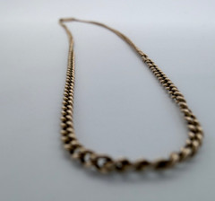 Antique 10K Gold Curb Link Necklace 15” Barrel Clasp Victorian Estate Chain