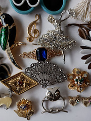 Brooch Lot Jewelry Pins Glass Plastic Signed Metal 925 Repair Craft Harvest
