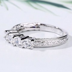 Art Deco Round Lab Created Diamond 925 Silver Filigree Christmas Gift Love Band