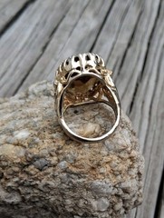 Vtg Cocktail Statement Ring 18k Electroplate Size 7 Costume Jewelry