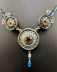Vintage POGGI PARIS Swarovski Crystal Choker Necklace 13”-15” Bronze Tone
