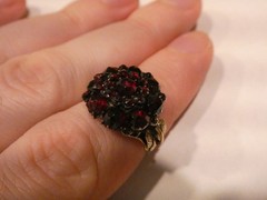 Antique Unmarked 14k Gold Rose Cut Garnet Ring Size 6.25 Weighs 4g 1 MISSING GEM