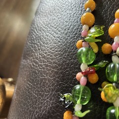 VINTAGE Fruit Salad Glass Bead Necklace 18 In. Barrel Clasp NICE