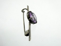 Antique 900 Silver Round Cut Amethyst Pin or Brooch 2 Gram Weight 1.5 Inches