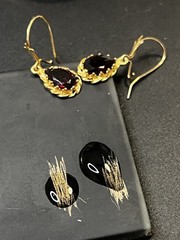Vintage Red Tourmaline 14kt Earrings With French Wires And Hook 2.0 Grams Total