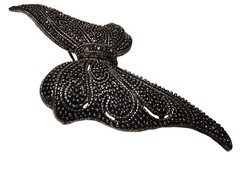 Vintage Marcasite Bow Brooch Silver Tone Large Pin Granny Core 2.5 x 2.5 in
