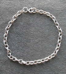 Oval Link Vintage Sterling Silver Charm Bracelet 7.75″ ~ 7.0g