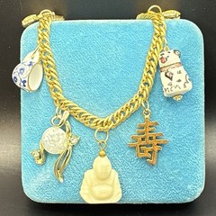Vintage Estate Assemblage of Charms &Trinkets: Thermoset Confetti, Lucite Buddha