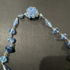 Vintage Necklace 21 In Blue Glass Beads
