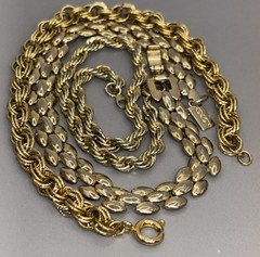 Vintage Chain Bracelet Lot Gold Tone Panther Link Rope Chains Stackable