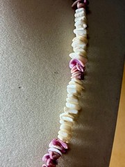 Vintage Pink & White Shell Chip Bead Necklace Tropical Beach Boho Style Retro