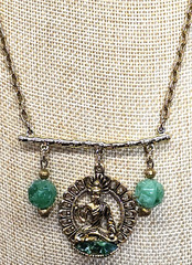 Vintage Faux Jade Far East Buddha Pendant Necklace
