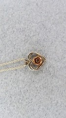 Gold Filled Heart Pendant Marked 14k GF PPC Rose Gold Flower Vermeil Chain 17.75
