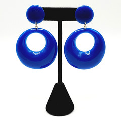 Vintage Blue Hoops Wide Bottom Retro Design Hoop Acrylic Pierced Style Earrings