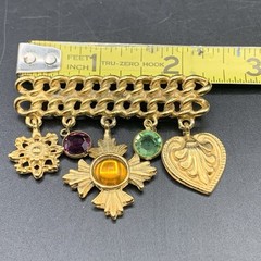 D & E Juliana DeLizza and Elster Chain Bar Pin Charms Dangling Vintage 80’s