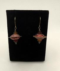 Handcrafted Earrings with Spinning Top Shaped with Enamel Bead Details