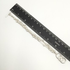 Silver Tone 6 Strand Textured Ball Beaded Curb Chain Toggle Bracelet 7.5” #14