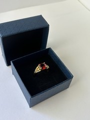 Vintage Red Cubic Zirconia Ring Gold Plated Womens Size 6.5