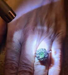 Vintage 1940s 2.72 Ct. Fancy Intense Yellowish Green Chameleon Diamond Ring