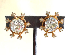 5 Pair Signed & Unsigned Gold & Rhinestone Earrings, Bauble Bar, Marvella, SAL