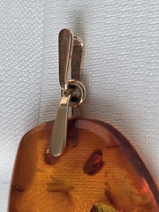 Vintage Natural Baltic Amber Pendant Chunky 14K 583 Gold Bail Made in USSR