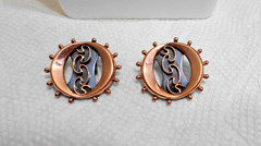 Vintage Solid Copper Renoir Crescent Moon Necklace & Clip On Earrings 44.4 gm