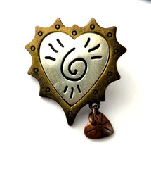 Tiny Avon Tritone Triple Heart Pin Mixed Metal