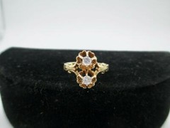 VICTORIAN BUTTERCUP 14 KT YELLOW DIAMOND RING 0.24 CTW SIZE 7.25