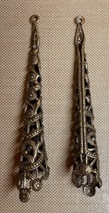 Vintage Antiqued Brass Filigree Chandelier Earring Drops 75mm Large Openwork Con