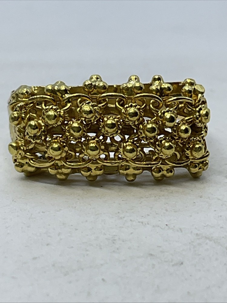 BEAUTIFUL Ring Solid 15K Yellow Gol$ Filigree VINTAGE HANDMADE 4.3gr. Size 6.75
