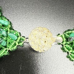 Vintage Beaded Woven Malachite Necklace And Bracelet – 16” Necklace 7” Bracelet