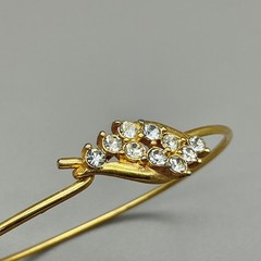 Vintage Bangle Bracelet Womens Gold Tone Rhinestone Costume Jewelry 6.5 Inch