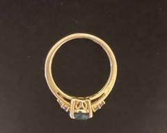Vintage Gorgeous Sterling Silver 925 Blue Topaz Ring With 4 SM Diamonds size 8
