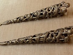 Vintage Antiqued Brass Filigree Chandelier Earring Drops 75mm Large Openwork Con