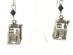 Slot Machine Casino Sterling Silver 925 Dangle Drop Earrings 1 5/8″ Pre-Owned