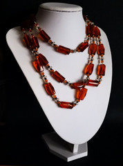 VINTAGE CZECH GLASS HUGE BEAD 56 IN LONG NECKLACE