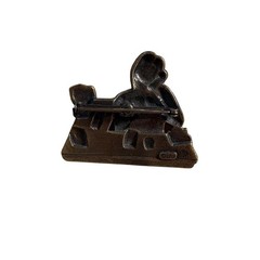 JJ Secretary Office Worker Brooch Pin Bronze Tone Vintage Figural Career