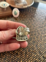 Turquoise Buddha Head Ring RESIN Adjustable Tibetan Silver Handcraft Folk Art