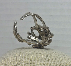 Vintage Sterling Silver Statement Textured Spike Ring Size 9 Adjustable