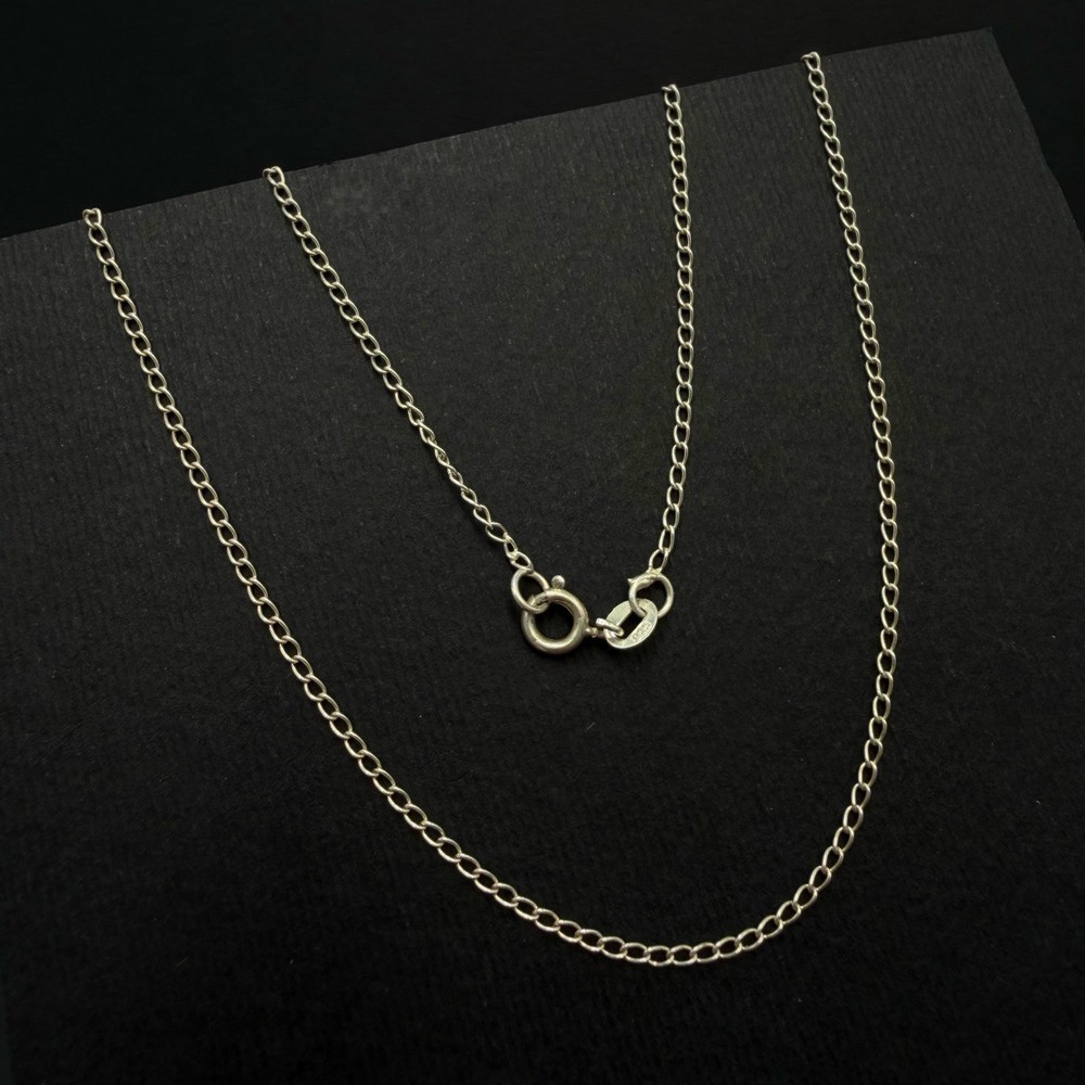 Vintage 925 Sterling Silver Curb Chain Necklace 44cm Unisex Italy Jewelry