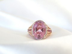 Rose Gold on Sterling Silve 925 Pink Topaz Doublet Chuck Clemency Ring 6